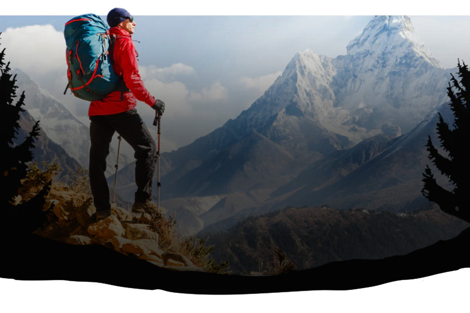 Hiker enjoying mountain scenery