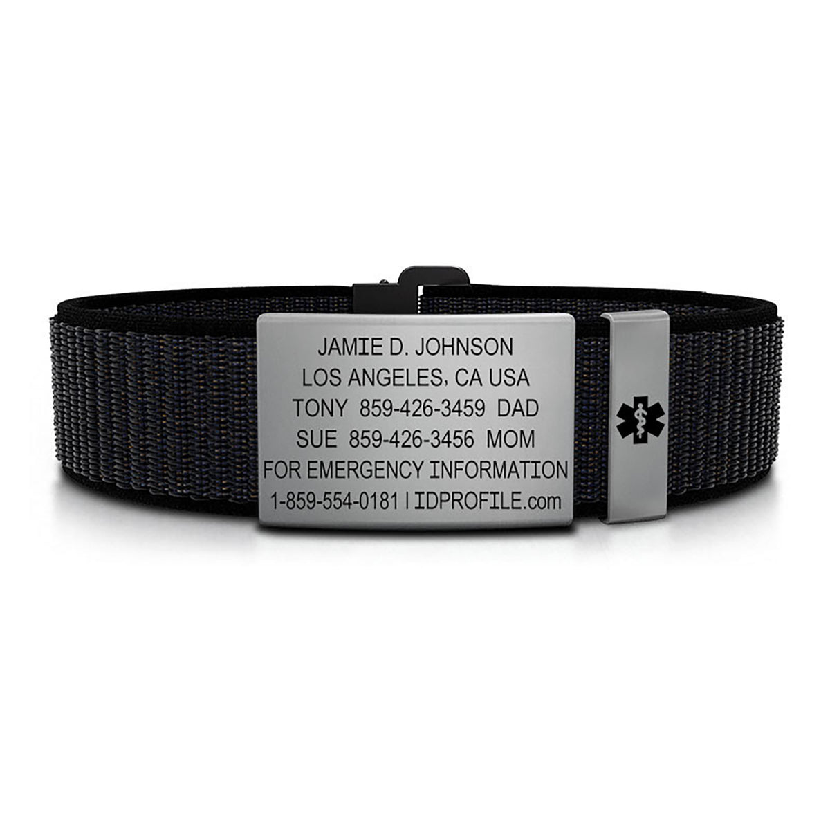 Nylon Loop Medical ID - XL - With iD Profile ID 19mm Slate-Slate Classic | Cosmic ROAD iD