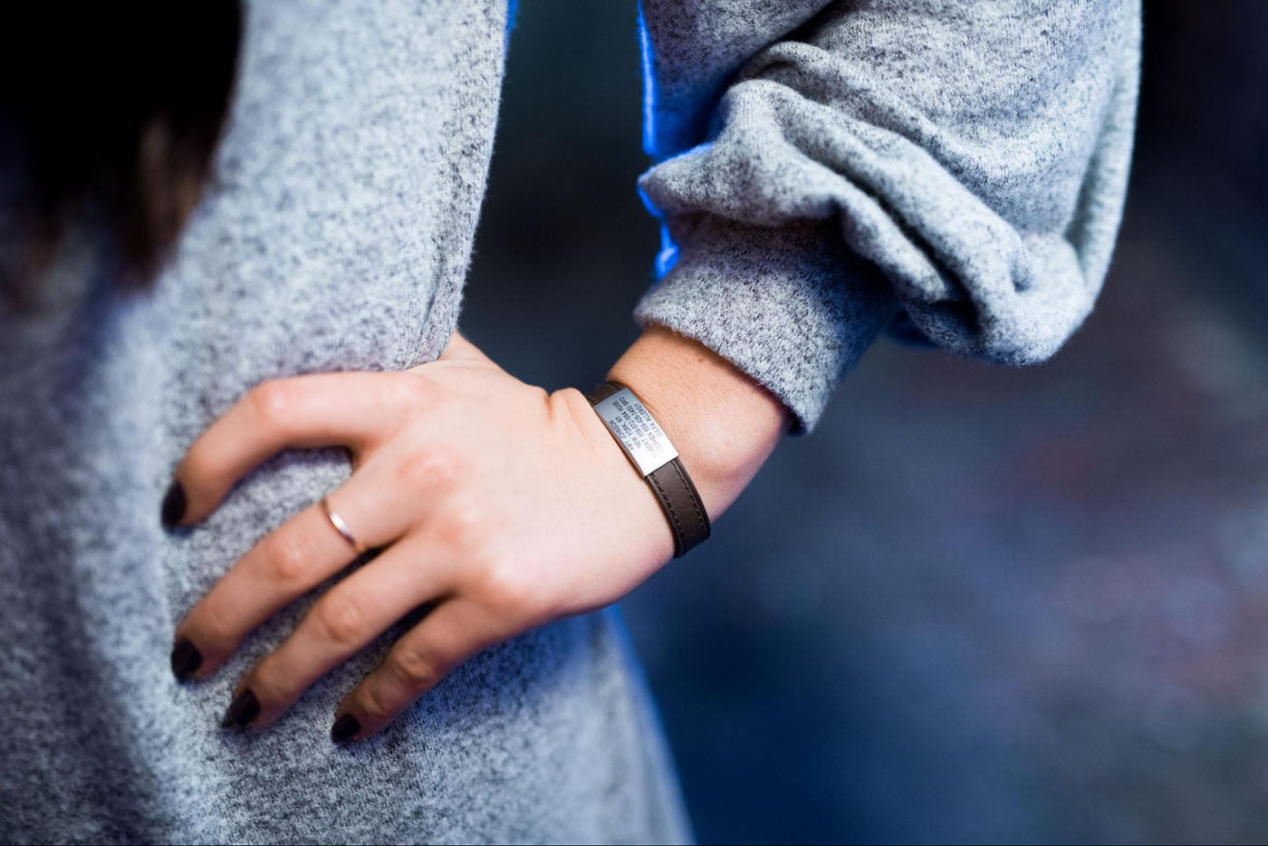 focus on medical id bracelet