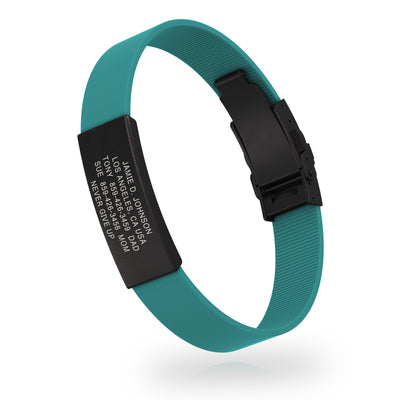 Wrist ID Elite Silicone Clasp 13mm Graphite ID Teal - ROAD iD