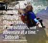 Deborah sitting after a big hike, ROAD iD Ambassador