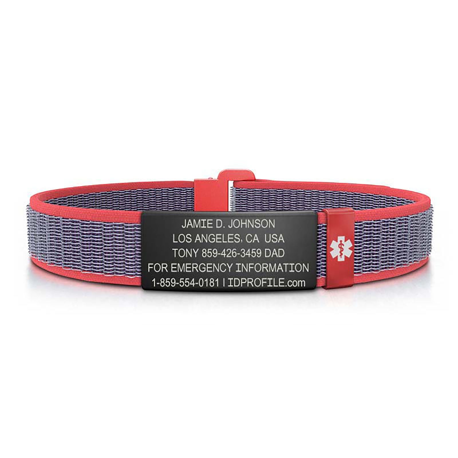 Nylon Loop Medical ID - SM - With iD Profile ID 13mm Graphite-Ember Classic | Coral ROAD iD