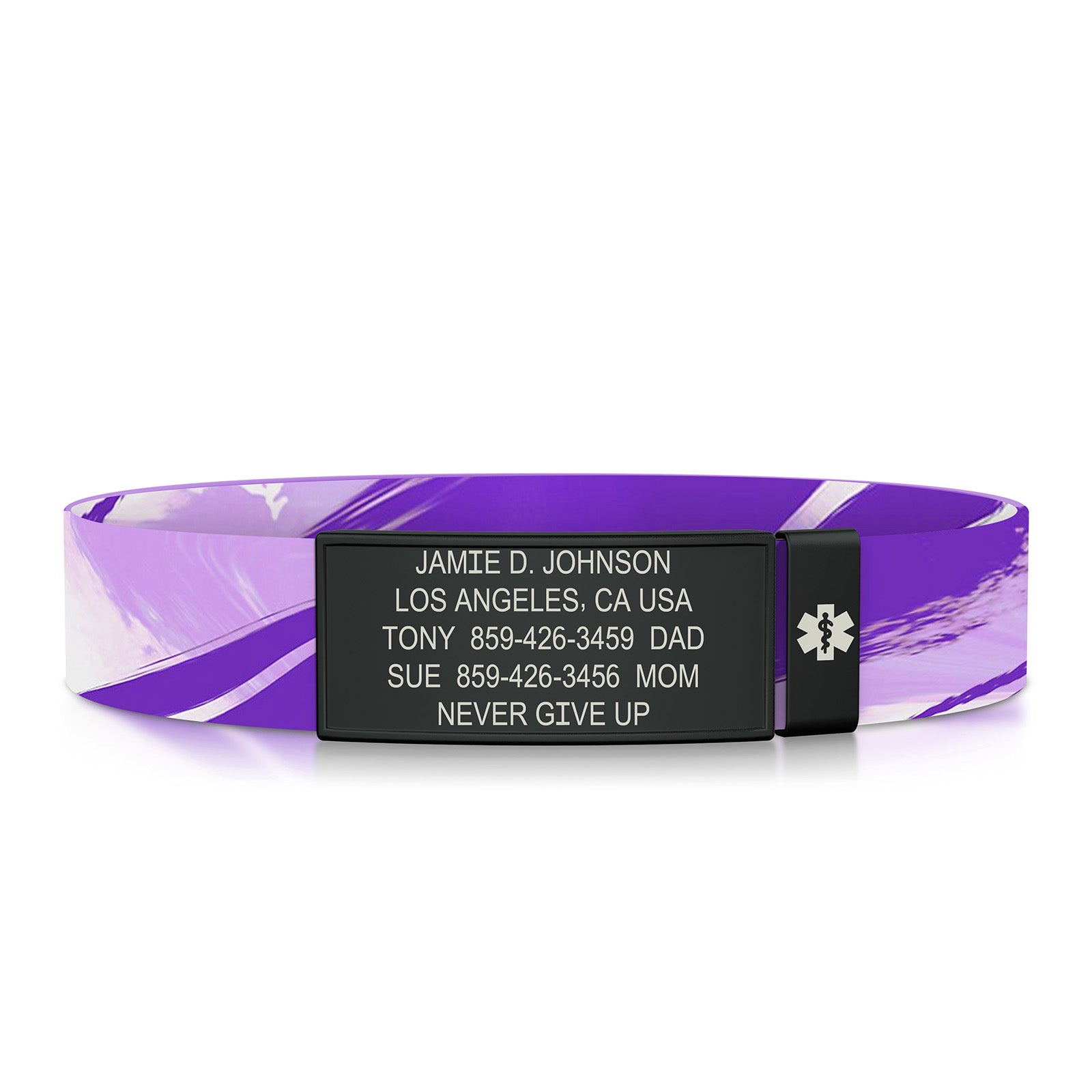 Stretch Medical ID - Kids' - Graphite-Graphite / Classic | Amethyst