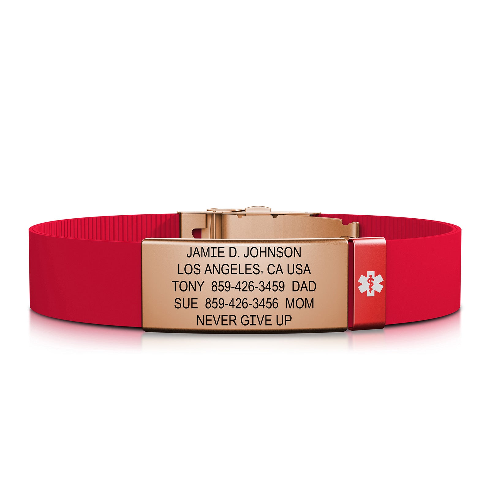 Elite Medical ID - 13mm / Rose Gold-Ember / Classic | Red
