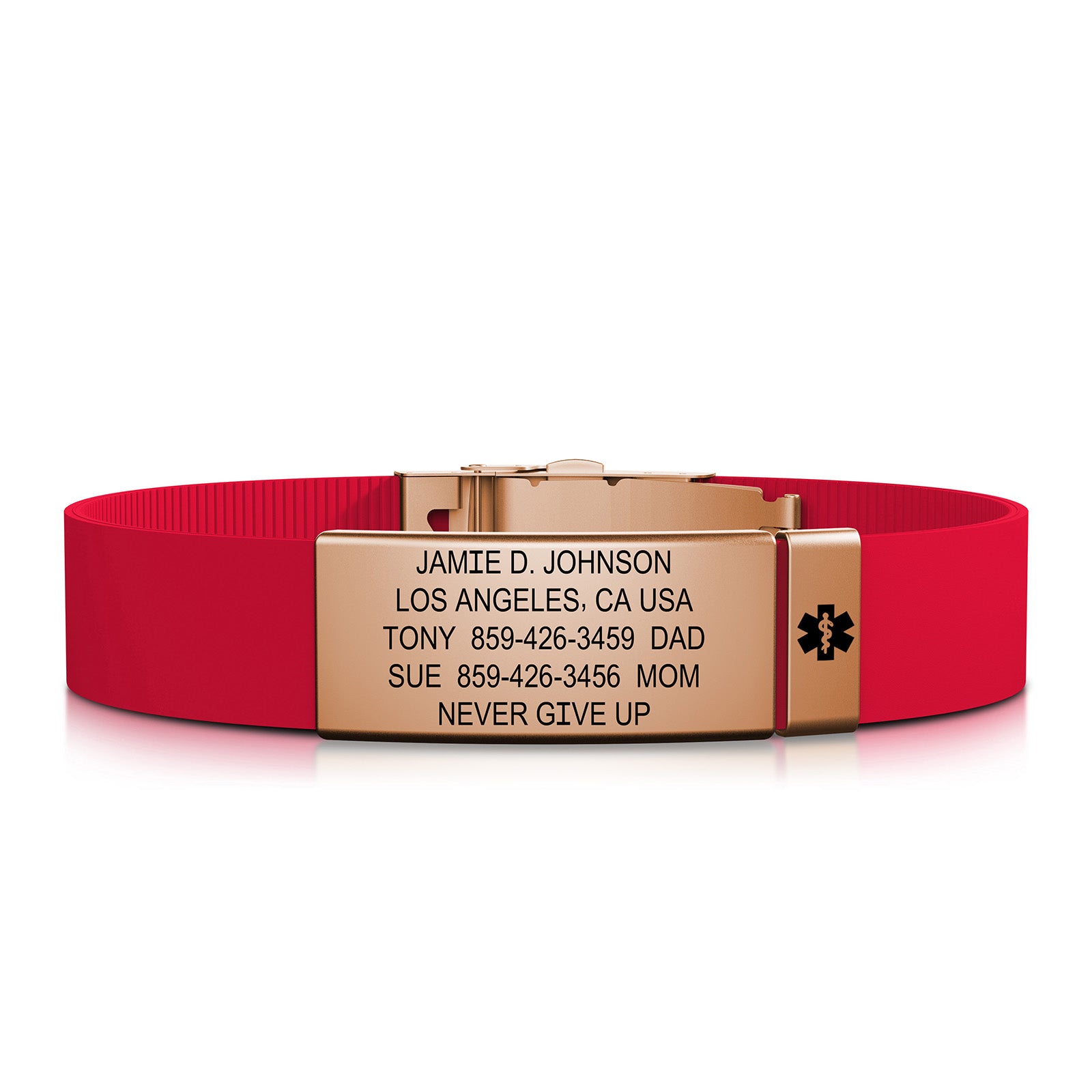 Elite Medical ID - 13mm / Rose Gold-Rose Gold / Classic | Red