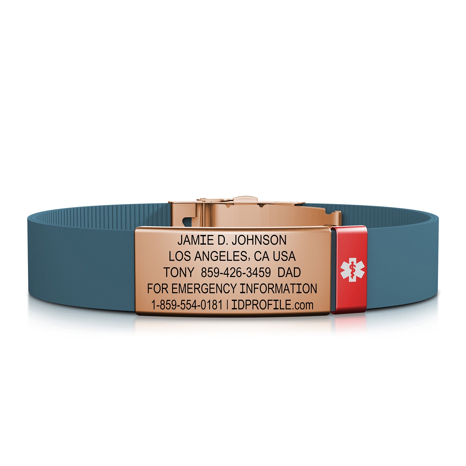 Elite Medical ID - With iD Profile - 13mm / Rose Gold-Rose Gold / Classic | Altitude Blue