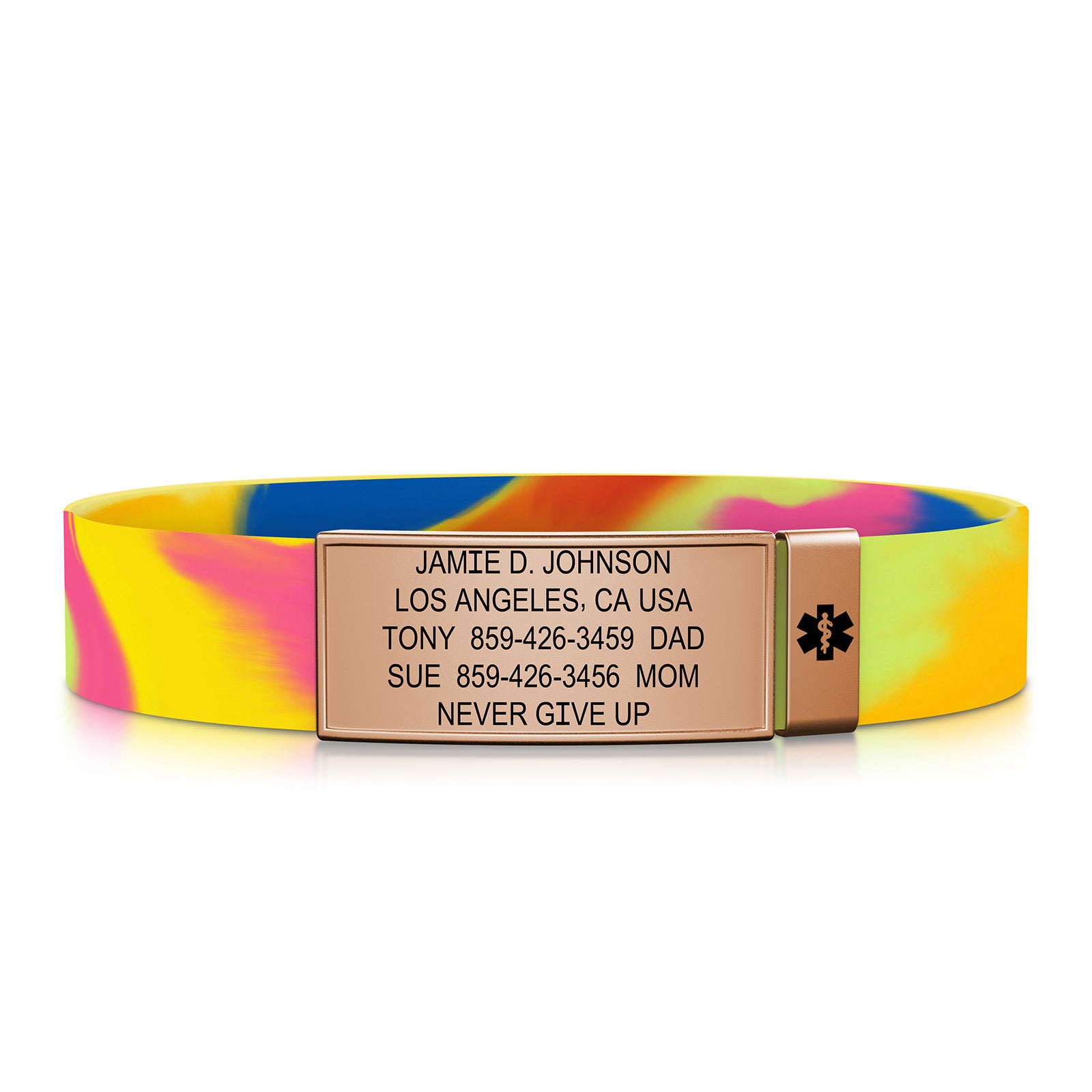 Stretch Medical ID - Kids' - Rose Gold-Rose Gold / Classic | Tie Dye