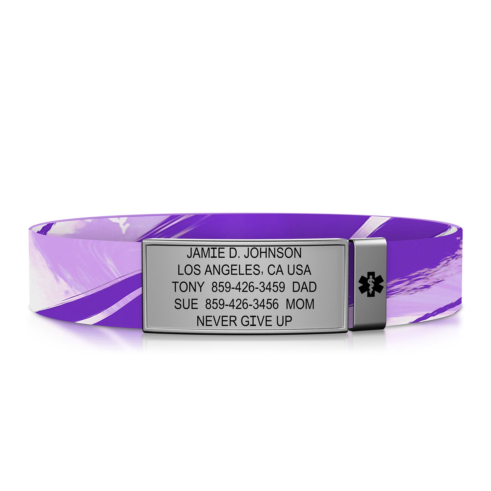 Stretch Medical ID - Kids' - Slate-Slate / Classic | Amethyst
