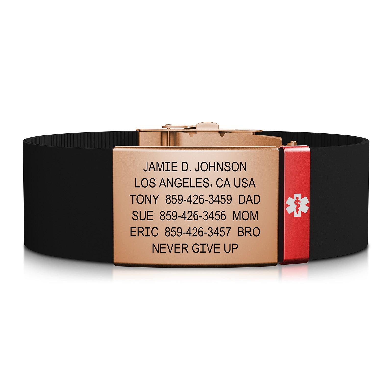 Elite Medical ID - 19mm / Rose Gold-Ember / Classic | Black