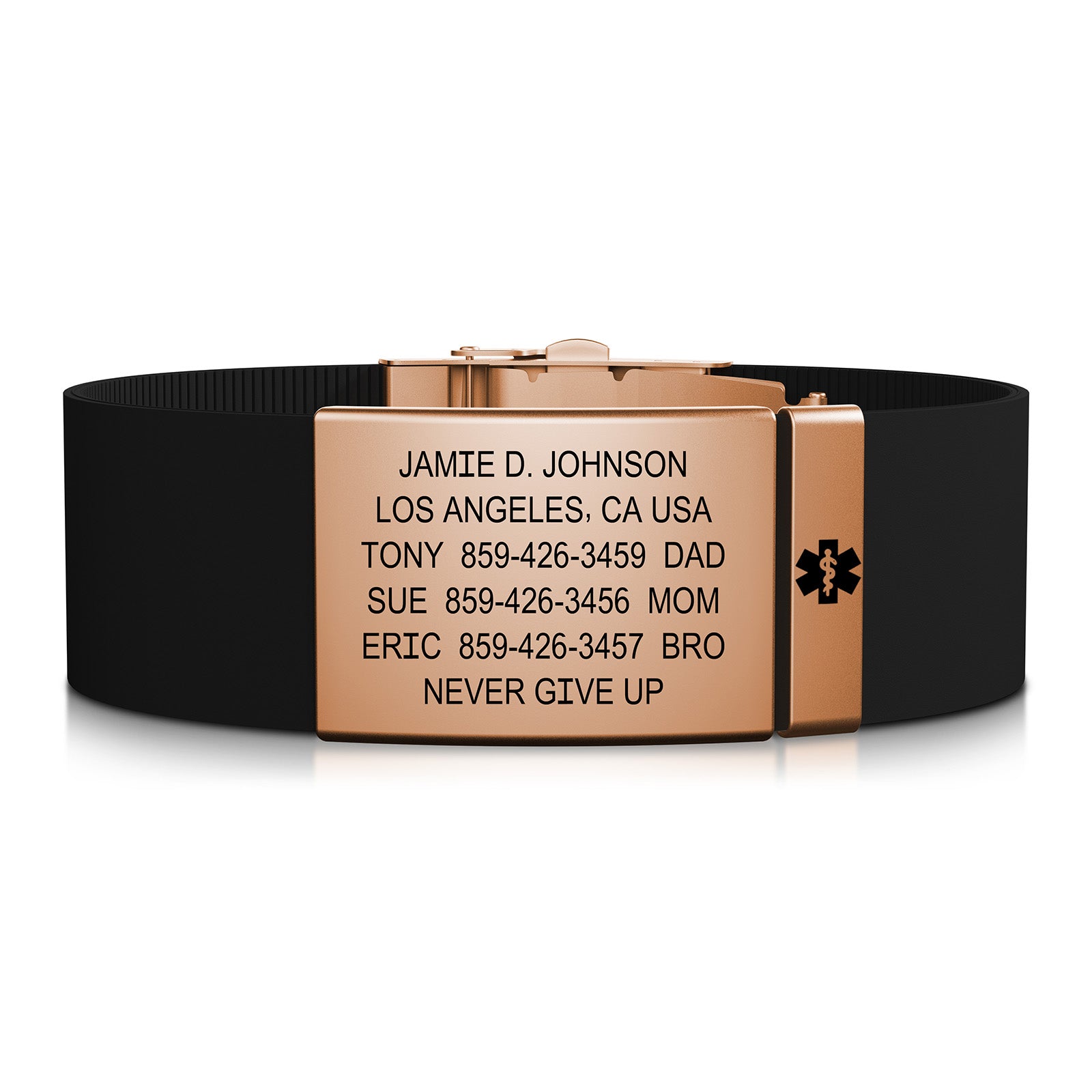 Elite Medical ID - 19mm / Rose Gold-Rose Gold / Classic | Black