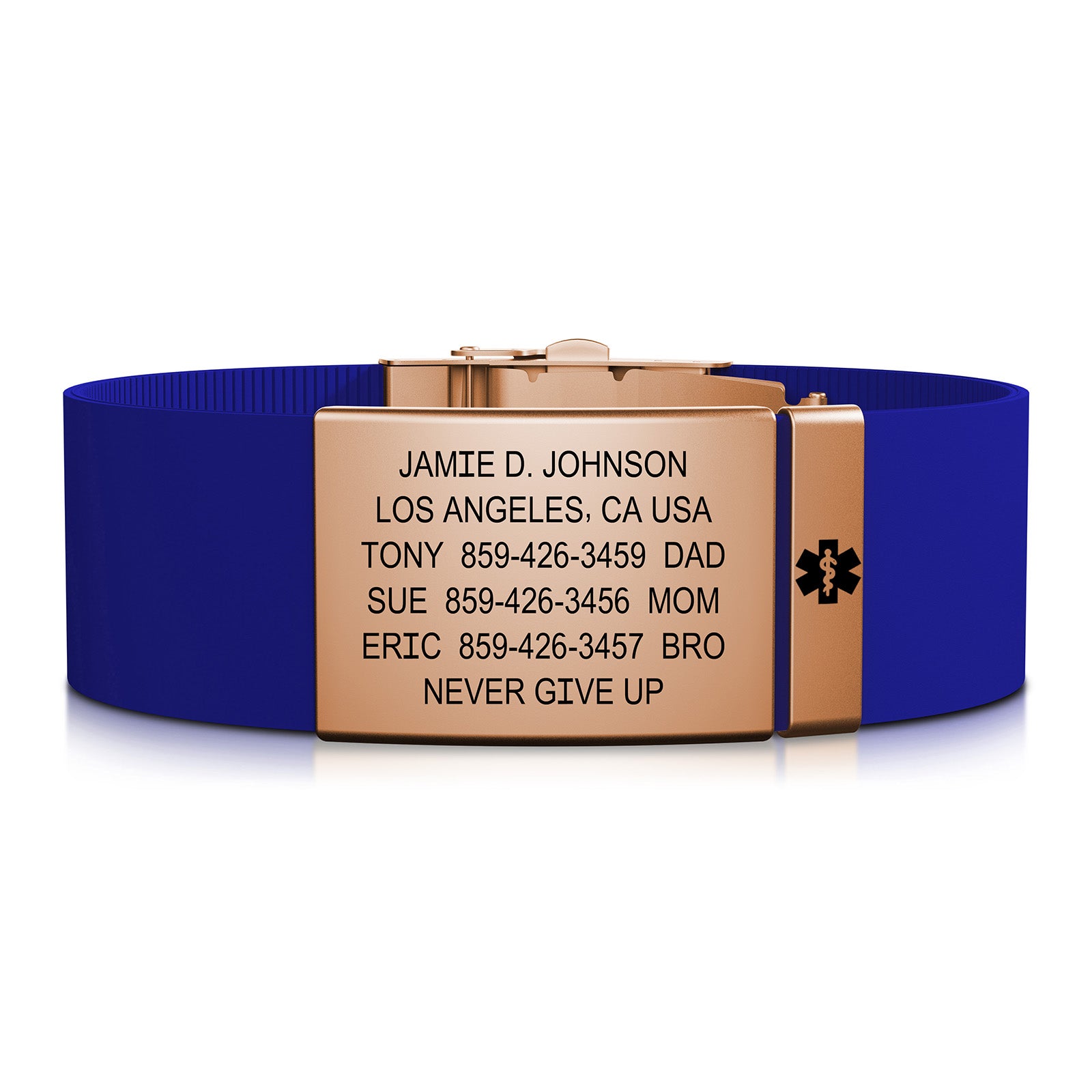 Elite Medical ID - 19mm / Rose Gold-Rose Gold / Classic | Blue
