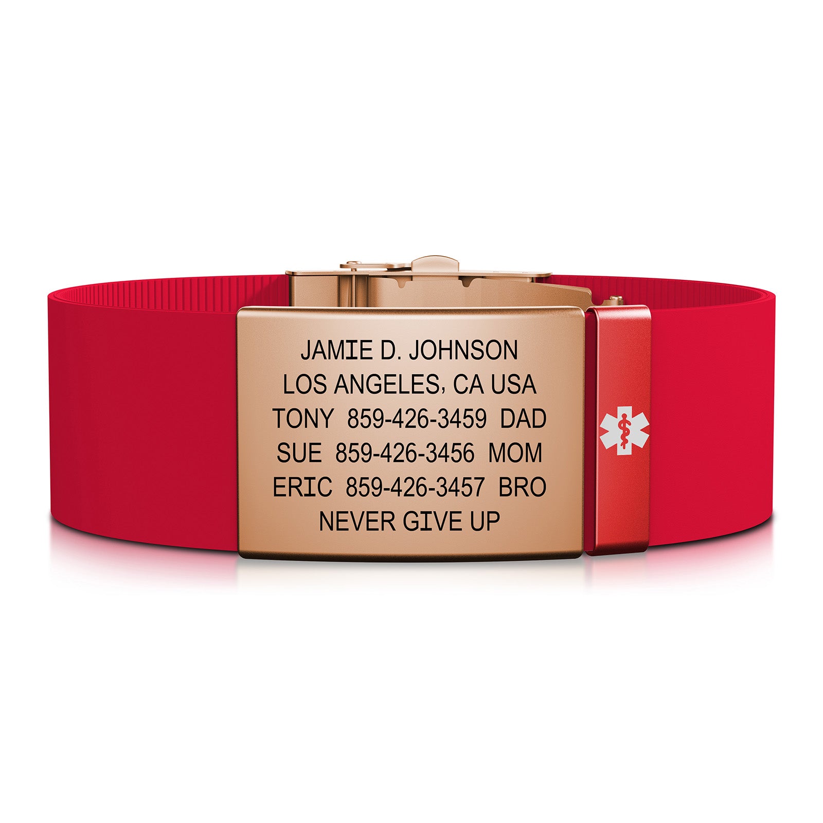 Elite Medical ID - 19mm / Rose Gold-Ember / Classic | Red