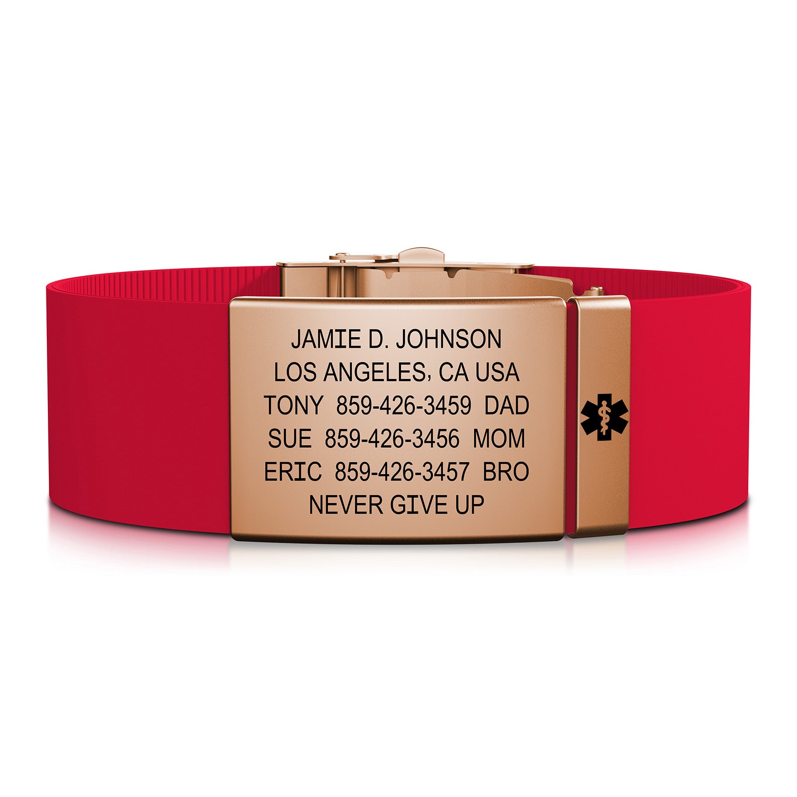 Elite Medical ID - 19mm / Rose Gold-Rose Gold / Classic | Red