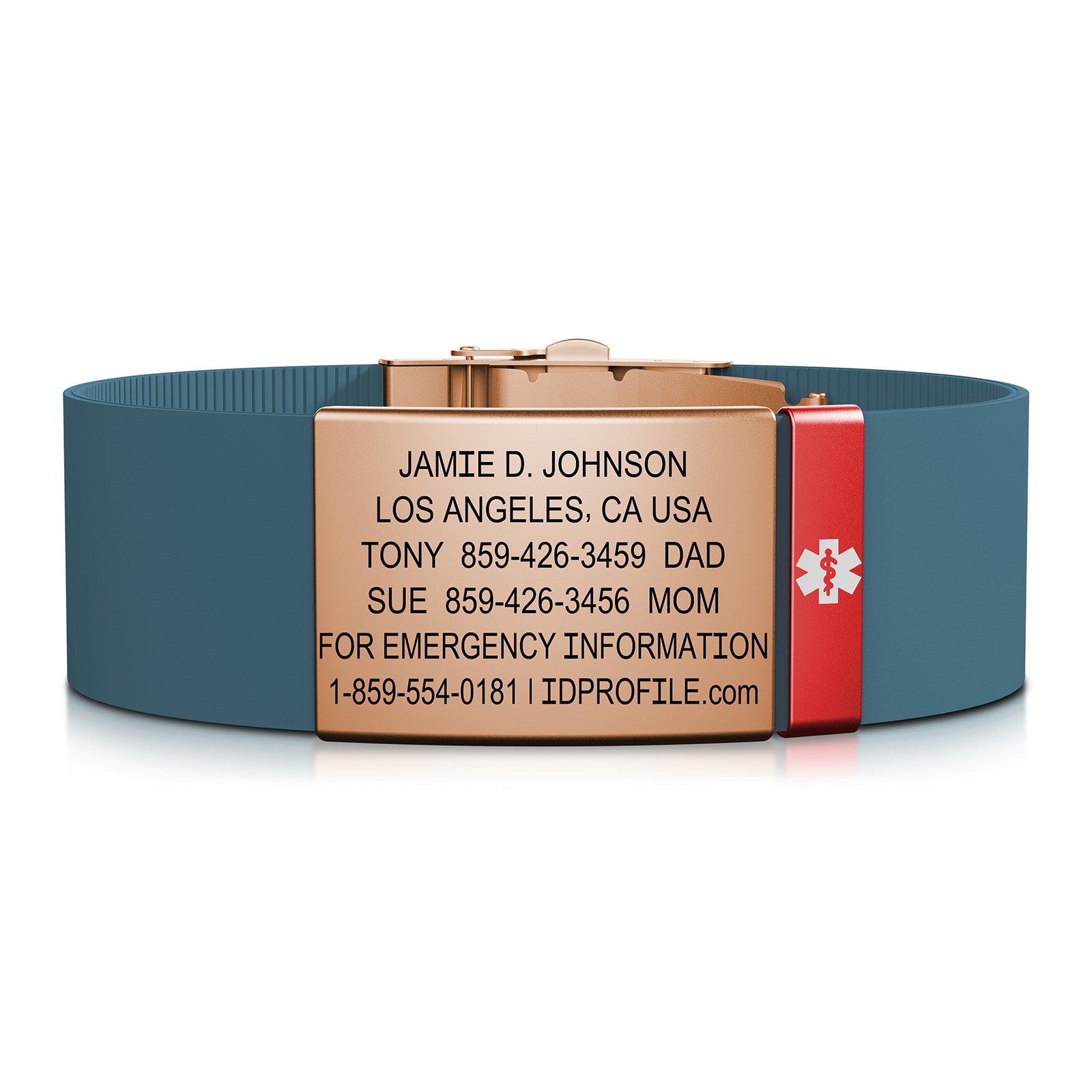 Elite Medical ID - With iD Profile - 19mm / Rose Gold-Rose Gold / Classic | Altitude Blue