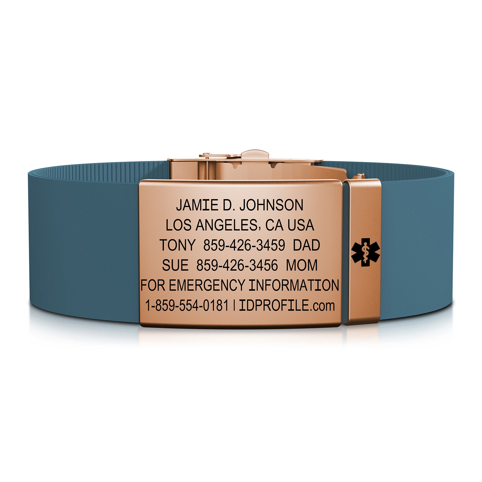 Elite Medical ID - With iD Profile - 19mm / Rose Gold-Ember / Classic | Altitude Blue