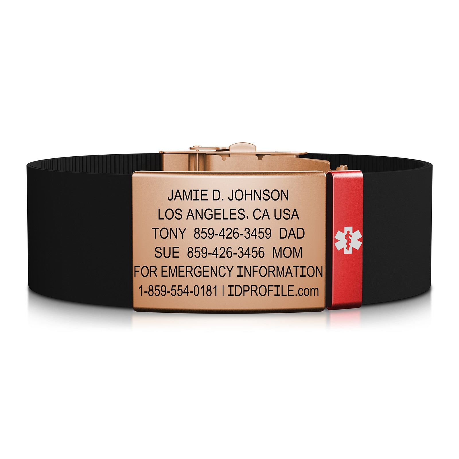 Elite Medical ID - With iD Profile - 19mm / Rose Gold-Ember / Classic | Black