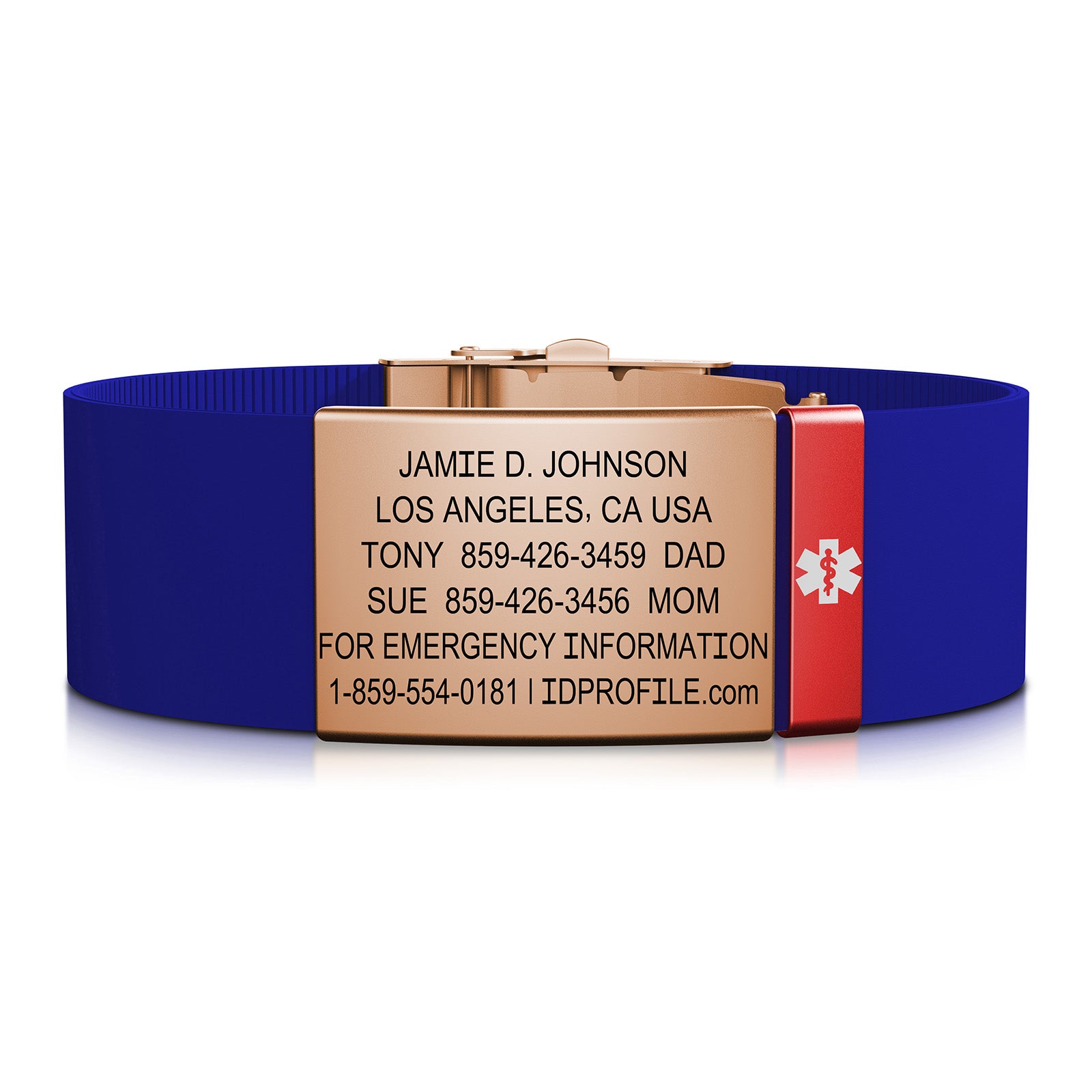 Elite Medical ID - With iD Profile - 19mm / Rose Gold-Ember / Classic | Blue