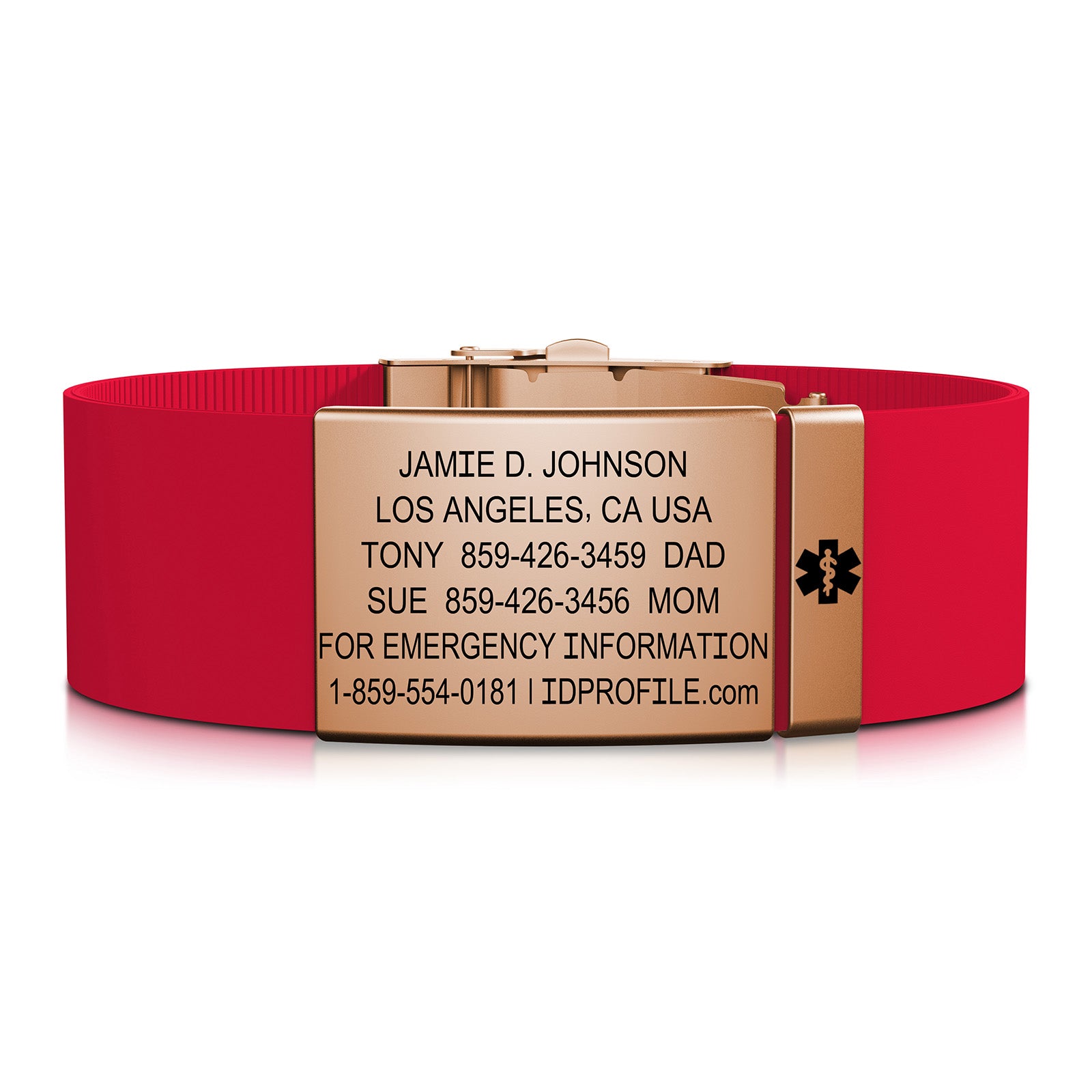 Elite Medical ID - With iD Profile - 19mm / Rose Gold-Ember / Classic | Red