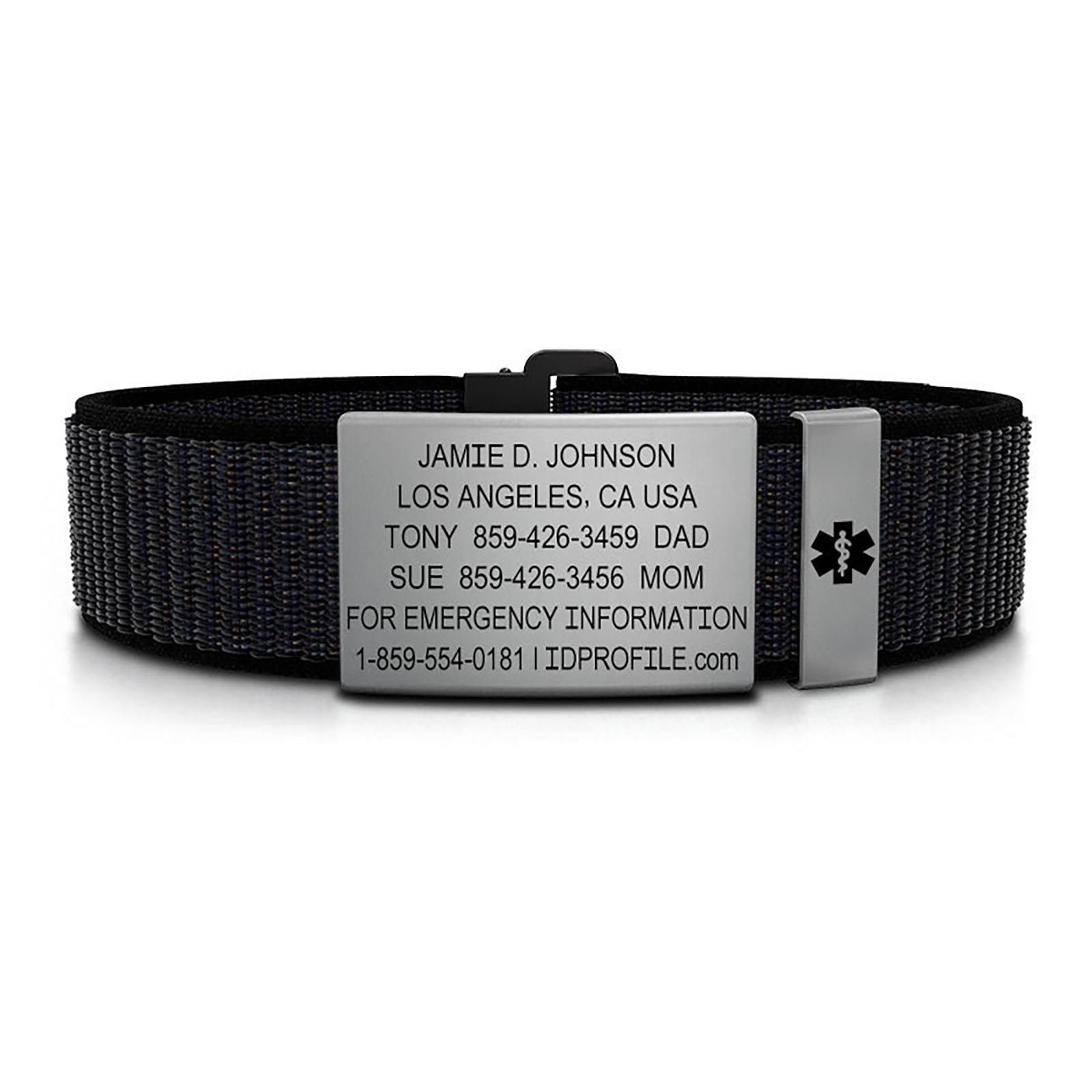 Nylon Loop Medical ID - XL - With iD Profile ID 19mm Slate-Slate Classic | Cosmic ROAD iD