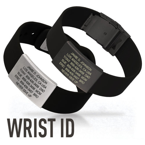 WRIST iD with black band and graphite and silver faceplates