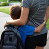 Mom and son hug before he goes to school