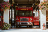 Old restored firetruck at the fire station