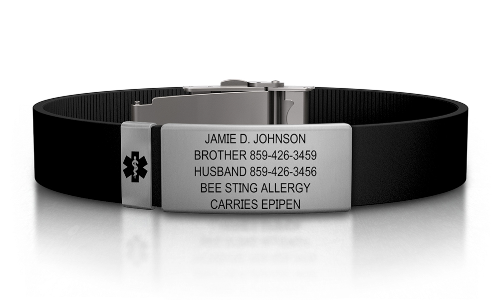 Medical Alert Men Bracelet Silicone Band Personalized Engrave PENICILLIN  ALLERGY | eBay