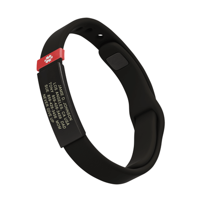 Medical ID Sport Pin-Tuck 13mm Graphite ID Black-Ember - ROAD iD
