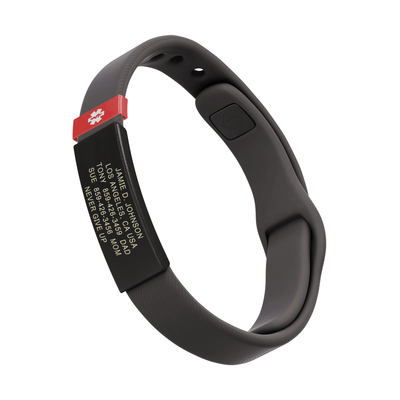 Medical ID Sport Pin-Tuck 13mm Graphite ID Gray-Ember - ROAD iD