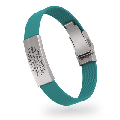 Wrist ID Elite Silicone Clasp 13mm Slate ID Teal - ROAD iD