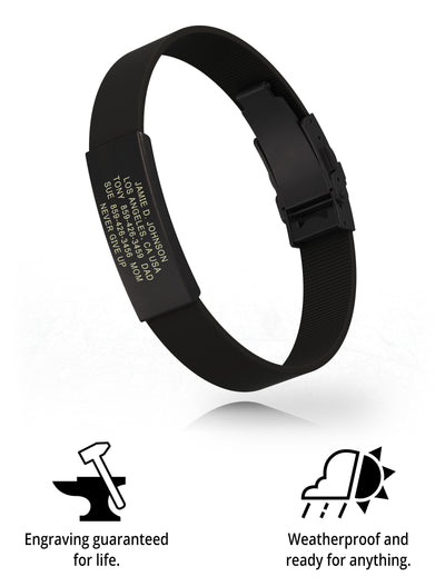 Wrist ID Elite Silicone Clasp 13mm Graphite ID Black - ROAD iD