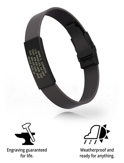 Wrist ID Elite Silicone Clasp 13mm Graphite ID Gray - ROAD iD