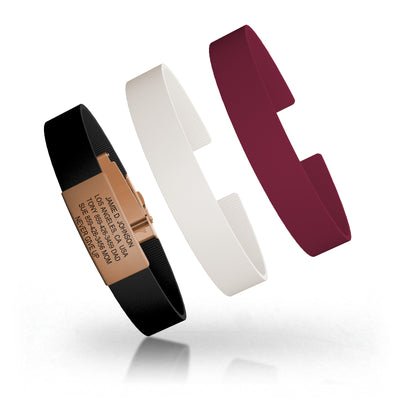 Wrist ID Elite Silicone Clasp 13mm Rose Gold ID Rose Gold Pack - ROAD iD