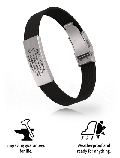 Wrist ID Elite Silicone Clasp 13mm Slate ID Black - ROAD iD