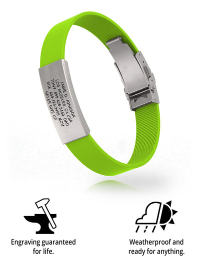 Wrist ID Elite Silicone Clasp 13mm Slate ID Lime - ROAD iD