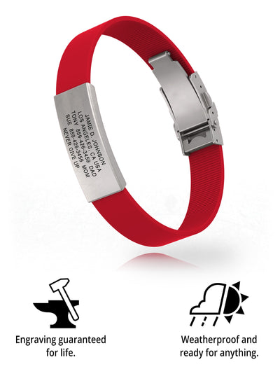 Wrist ID Elite Silicone Clasp 13mm Slate ID Red - ROAD iD