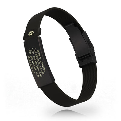 Medical ID Elite Silicone Clasp 13mm Graphite ID Black-Graphite - ROAD iD
