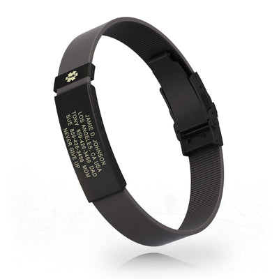 Medical ID Elite Silicone Clasp 13mm Graphite ID Gray-Graphite - ROAD iD