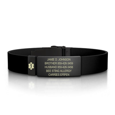 Medical ID Elite Silicone Clasp 13mm Graphite ID  - ROAD iD