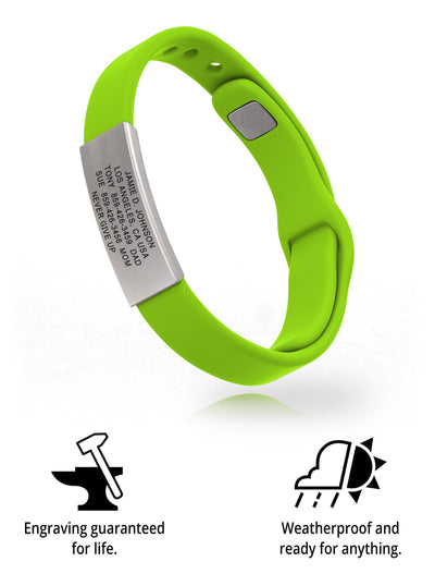 Wrist ID Sport Pin-Tuck 13mm Slate ID Lime - ROAD iD