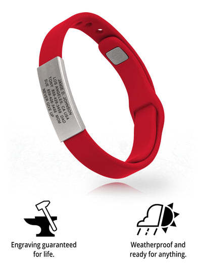 Wrist ID Sport Pin-Tuck 13mm Slate ID Red - ROAD iD