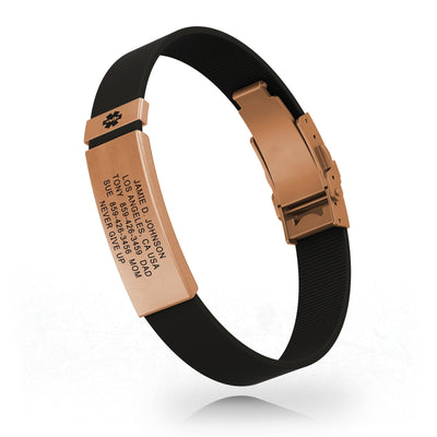 13mm Rose Gold Medical ID ID Black - ROAD iD
