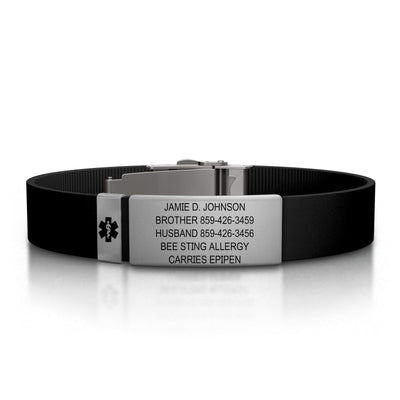Medical ID Elite Silicone Clasp 13mm Slate ID  - ROAD iD