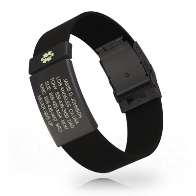 Medical ID Elite Silicone Clasp 19mm Graphite ID Black-Graphite - ROAD iD