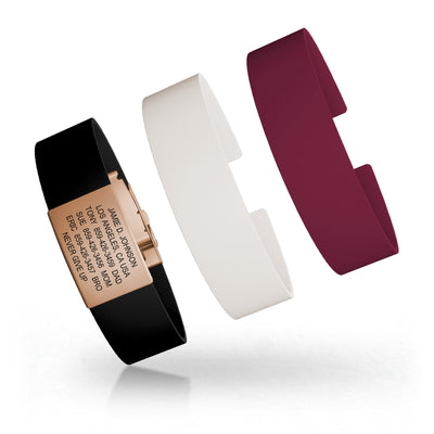 Wrist ID Elite Silicone Clasp 19mm Rose Gold ID Rose Gold Pack - ROAD iD