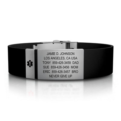 Medical ID Silicone Clasp 19mm Slate ID  - ROAD iD