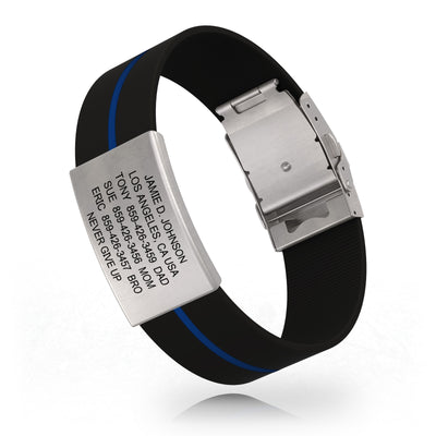 Wrist ID Elite Silicone Clasp 19mm Slate ID Thin Blue Line - ROAD iD