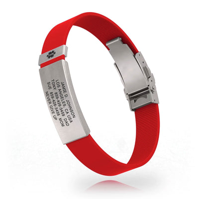Medical ID Elite Silicone Clasp 13mm Slate ID Red-Slate - ROAD iD