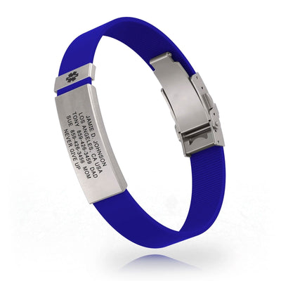 Medical ID Elite Silicone Clasp 13mm Slate ID Blue-Slate - ROAD iD