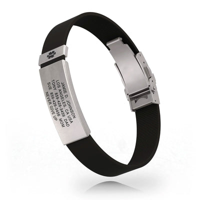 Medical ID Elite Silicone Clasp 13mm Slate ID Black-Slate - ROAD iD